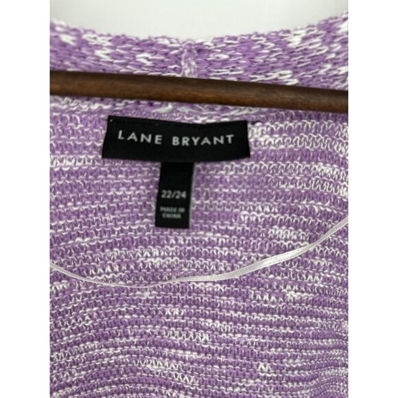 Lane Bryant Purple & White Open Front Cardigan With Button Detail Size 22/24 - Picture 4 of 9